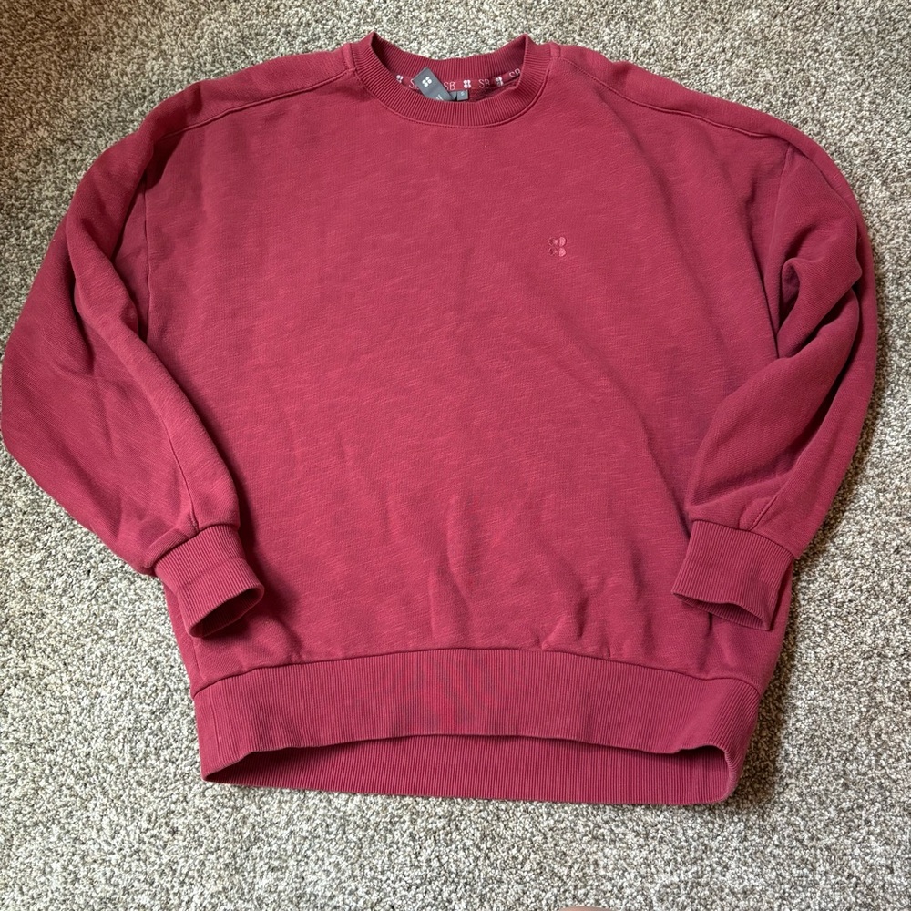 Sweaty Betty Essentials Crewneck Relaxed Fit‎ Pullover Sweatshirt Red Size S